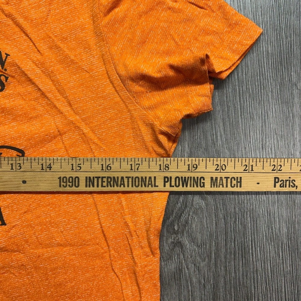 Harley Davidson Indianapolis V-Neck Graphic T-Shirt Orange Womens Small y2k - Picture 8 of 9